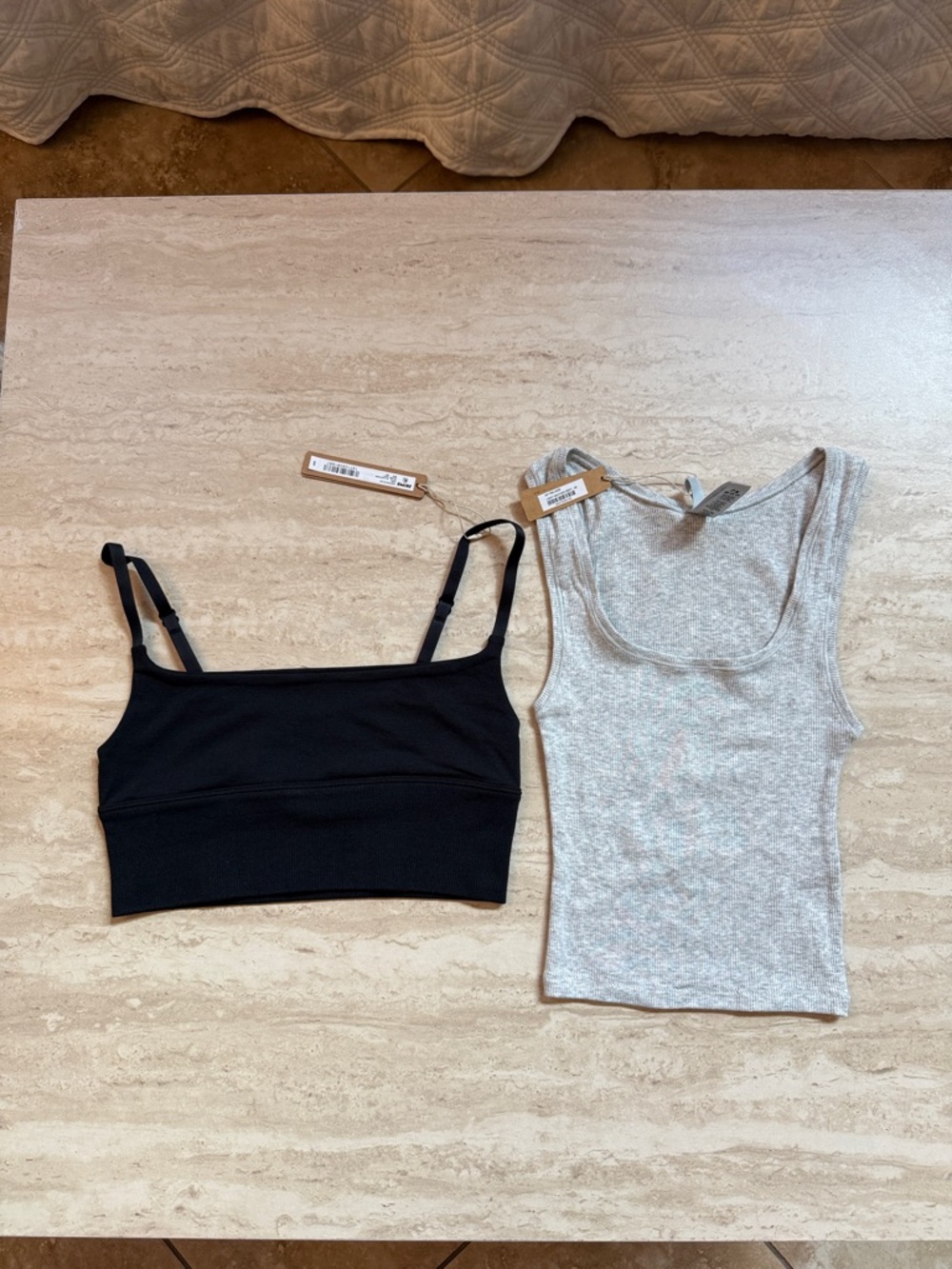 Women’s Black Bralette Crop Top S/M and Heather Gray Tank (XS) / 2PACK - NWT